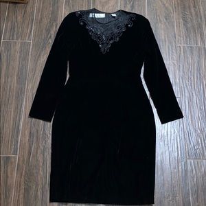 MS Chaus velvet black dress with embellishments